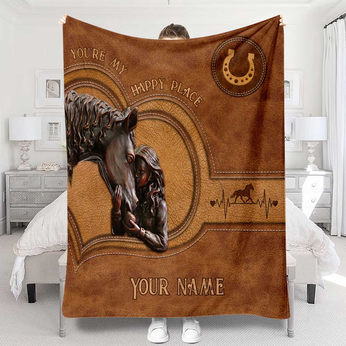 You're My Happy Place - Personalized Horse Blanket