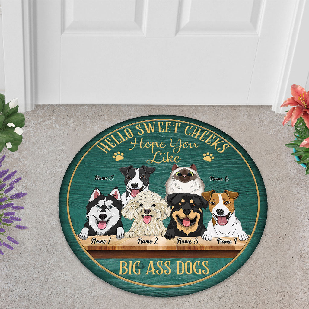 Hello Sweet Cheeks - Personalized Dog Shaped Doormat