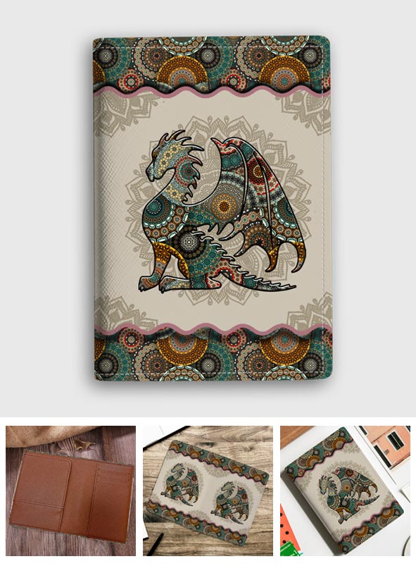 Mandala Dragon Pattern - Dragon Passport Holder