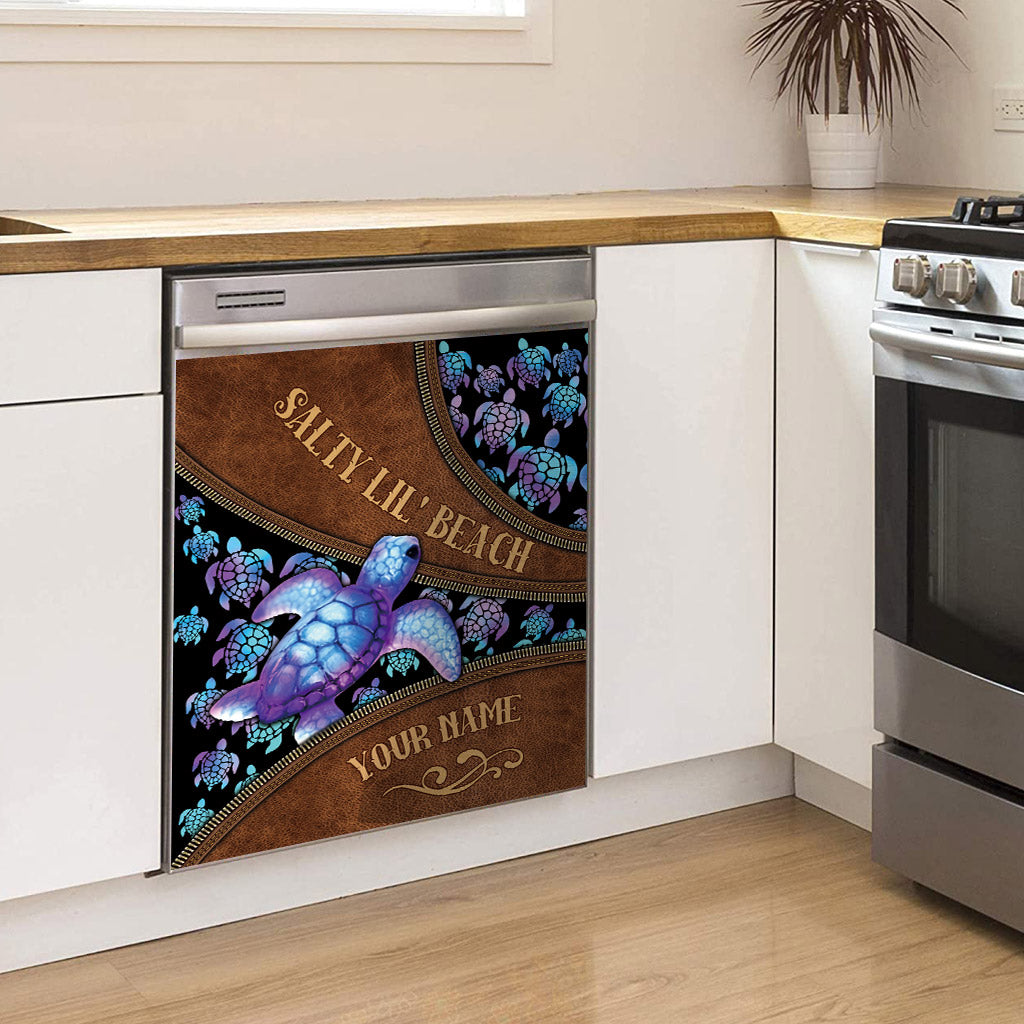 Salty Lil' Beach - Personalized Turtle Dishwasher Cover