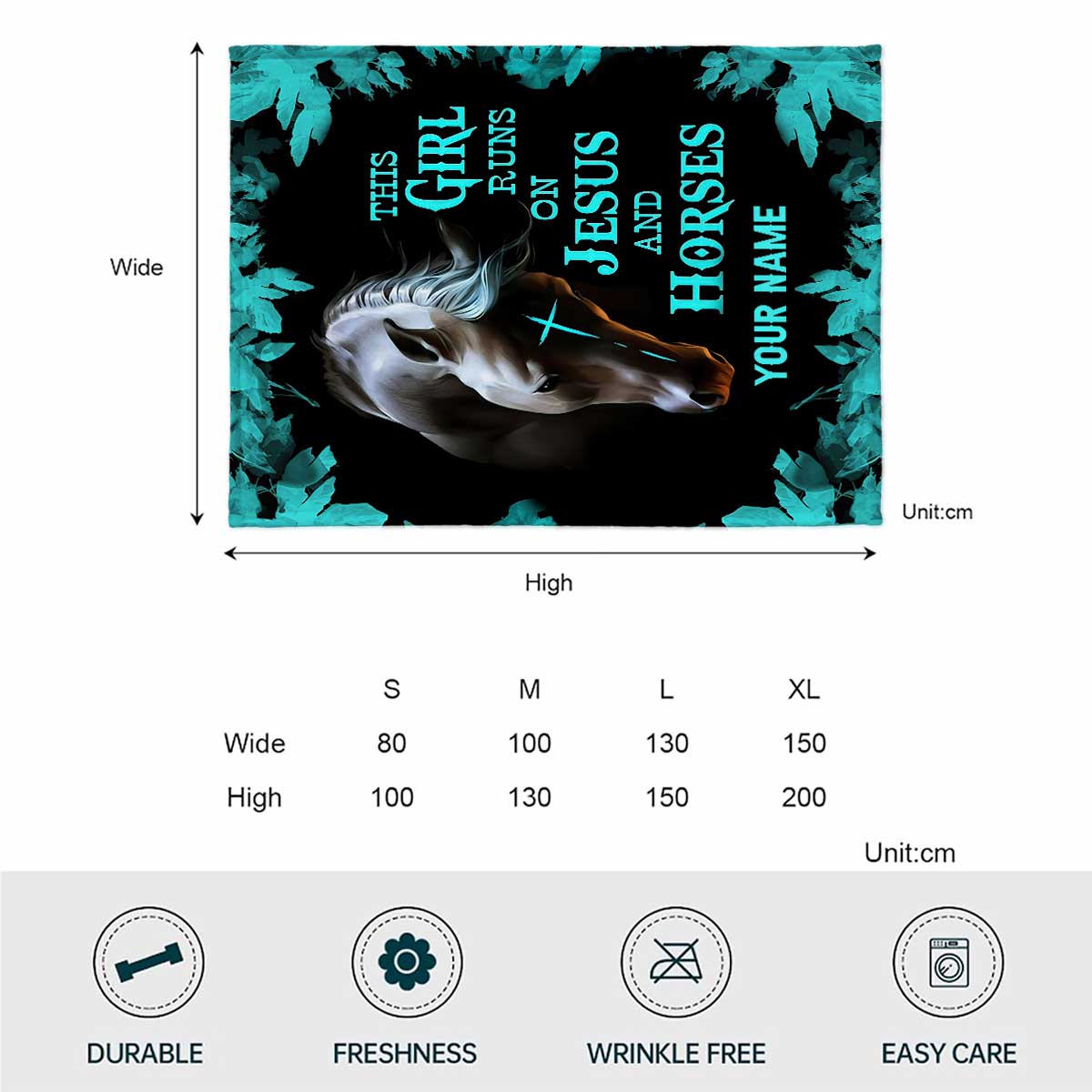 This Girl Runs On Jesus And Horse - Personalized Horse Blanket