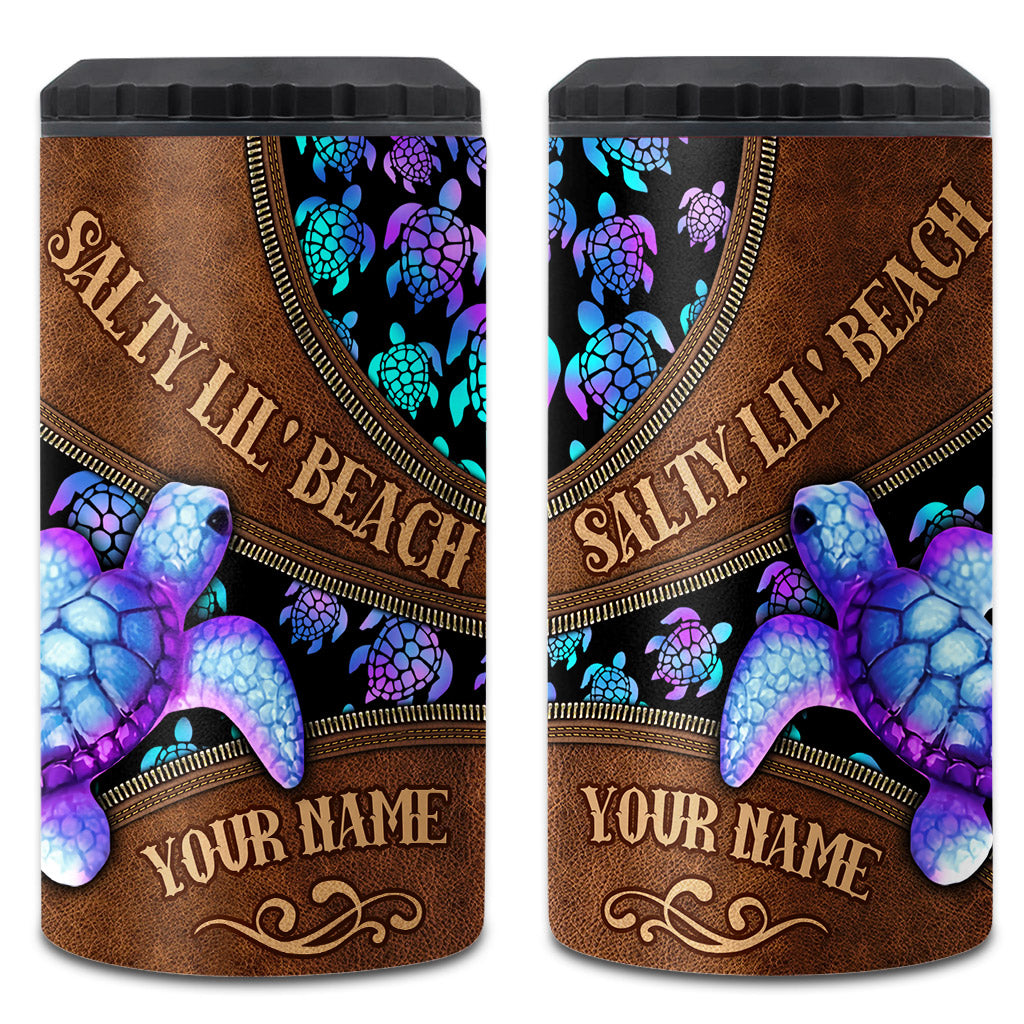 Salty Lil' Beach - Personalized Turtle Can Cooler