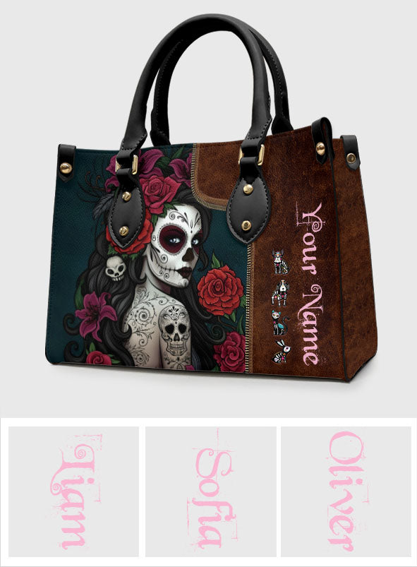 Day Of The Dead - Personalized Latina Women Leather Handbag