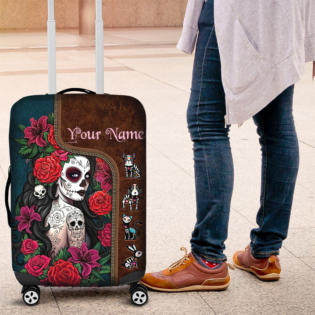 Day Of The Dead - Personalized Latina Women Luggage Cover