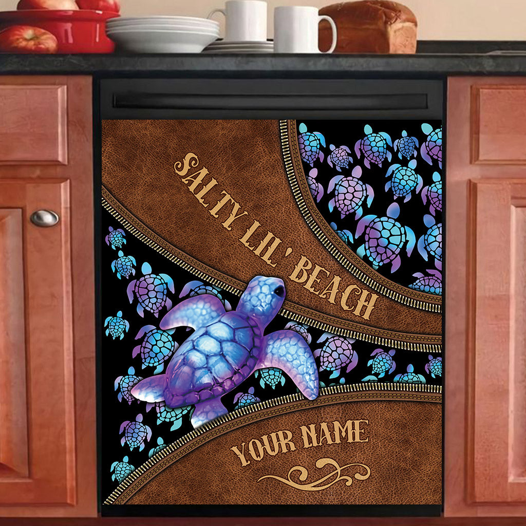 Salty Lil' Beach - Personalized Turtle Dishwasher Cover