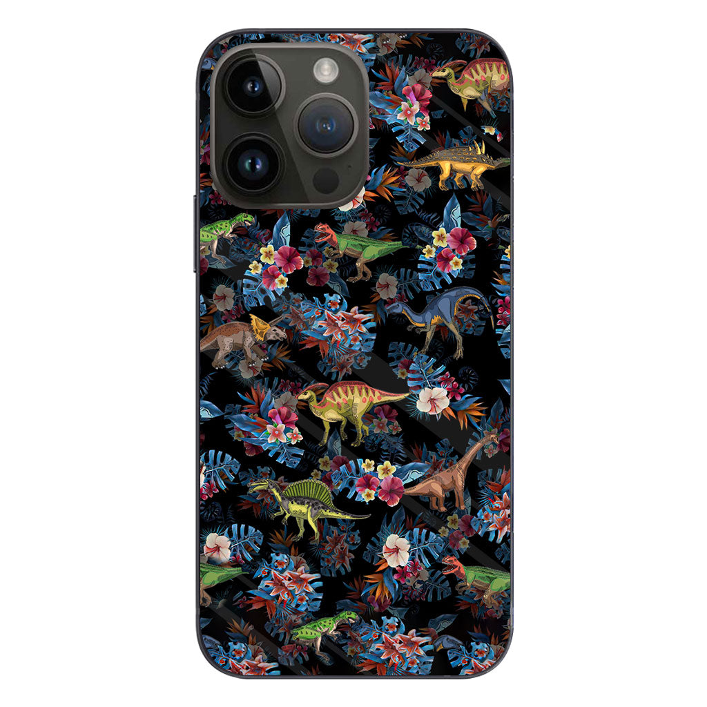 Tropical Dinosaurs Pattern - Dinosaur Phone Case