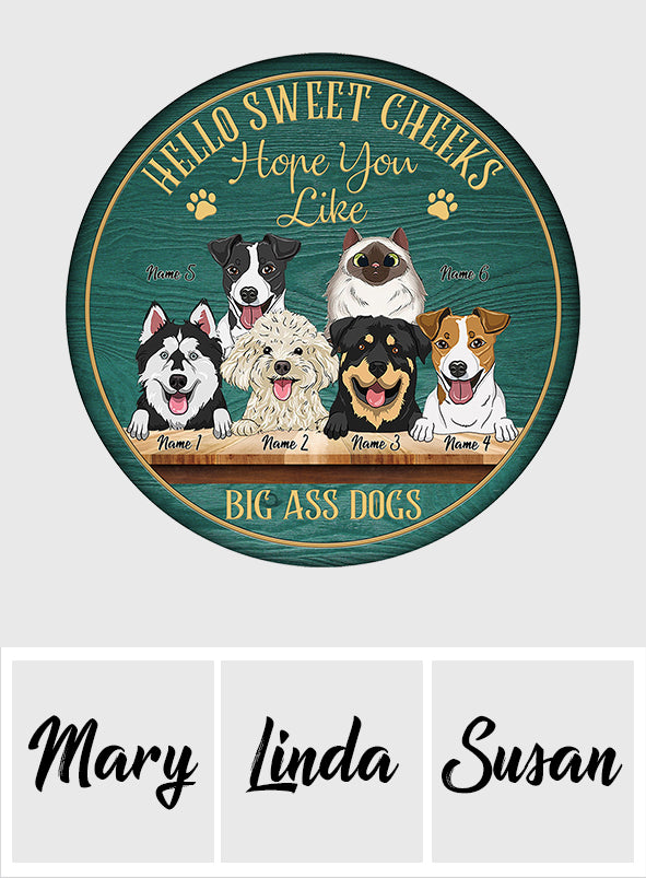 Hello Sweet Cheeks - Personalized Dog Shaped Doormat