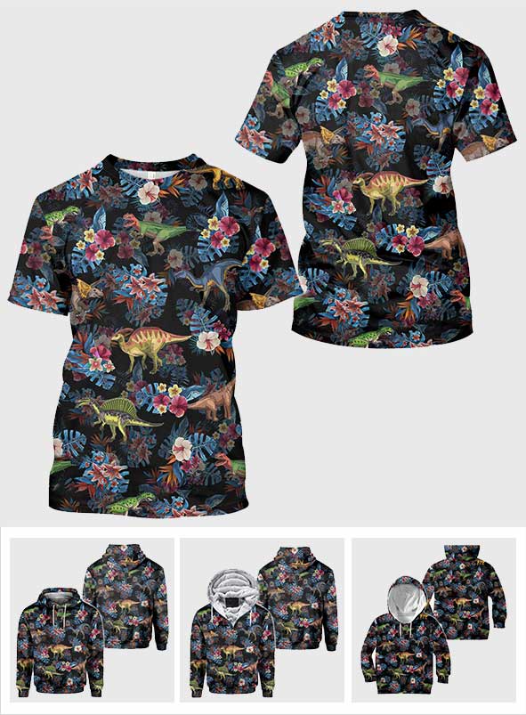 Tropical Dinosaurs Pattern - Dinosaur All Over Shirt