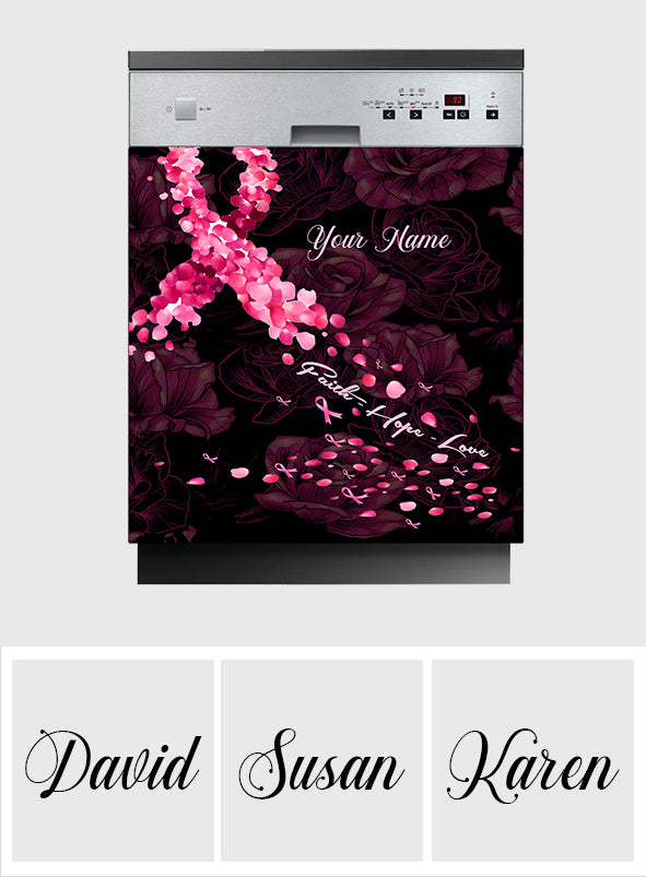 Faith Hope Love - Personalized Breast Cancer Awareness Dishwasher Cover