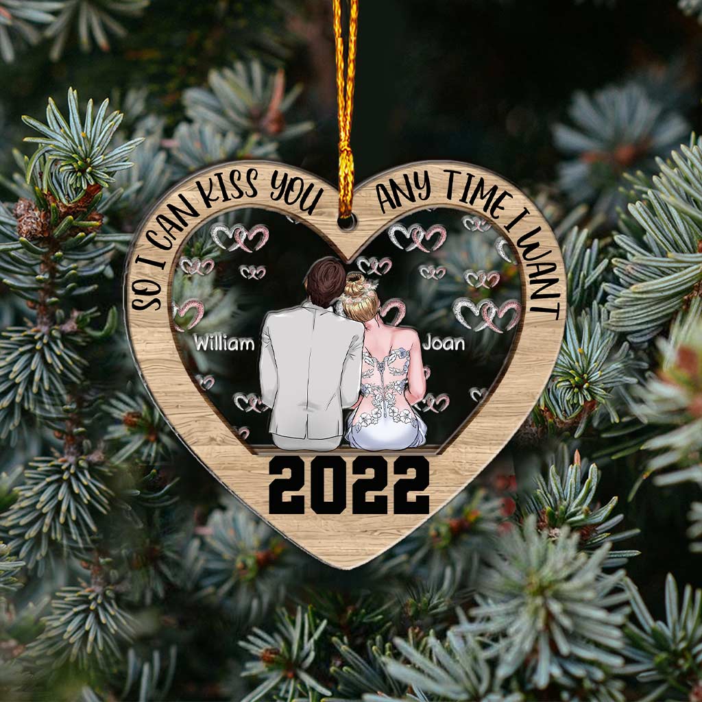 So I Can Kiss You - Personalized Christmas Couple Layers Mix Ornament