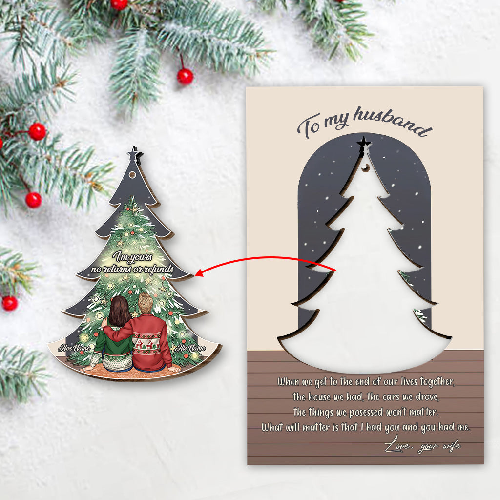 When We Get To The End Of Our Lives Together - Personalized Christmas Couple Wooden Card Pop Out Ornament