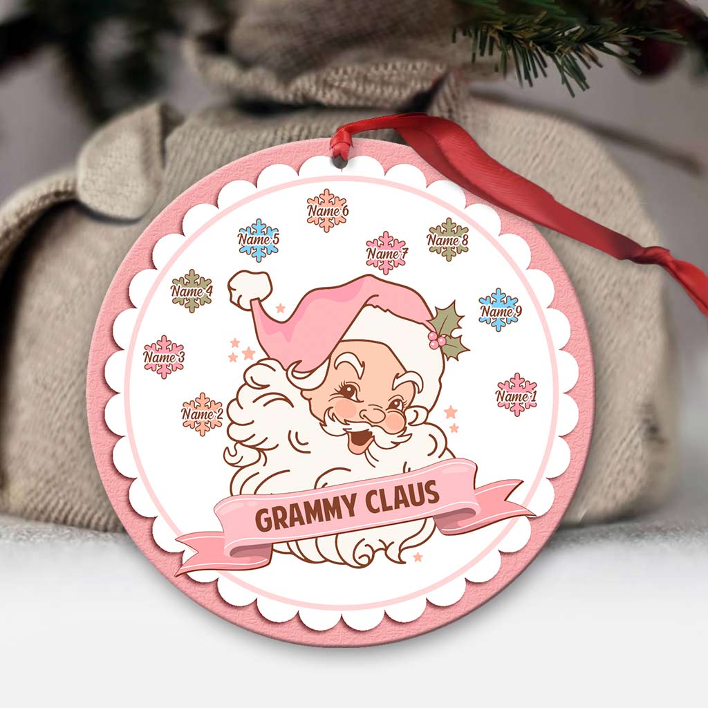 Grammy Claus Lil' Snowflakes - Personalized Christmas Ornament (Printed On Both Sides)