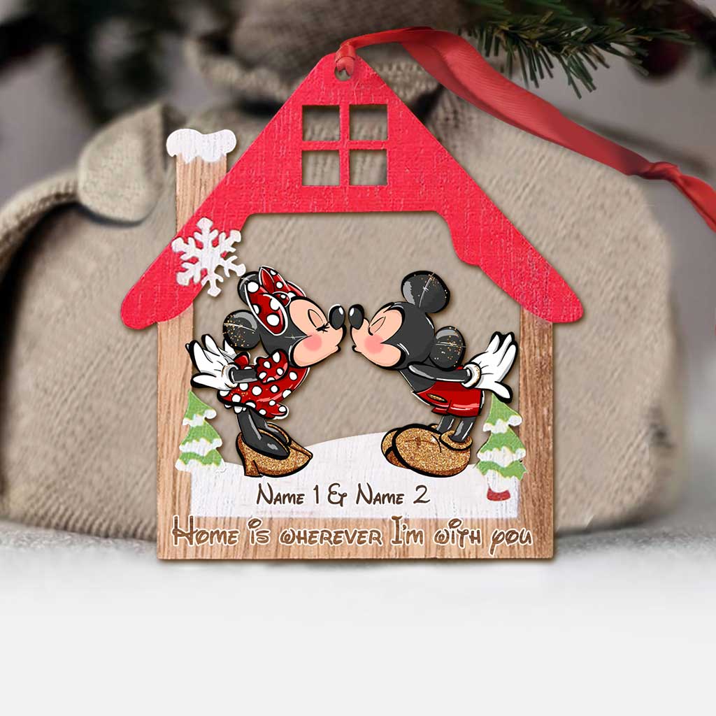 Home Is Wherever I Am With You - Personalized Christmas Mouse Ornament (Printed On Both Sides)