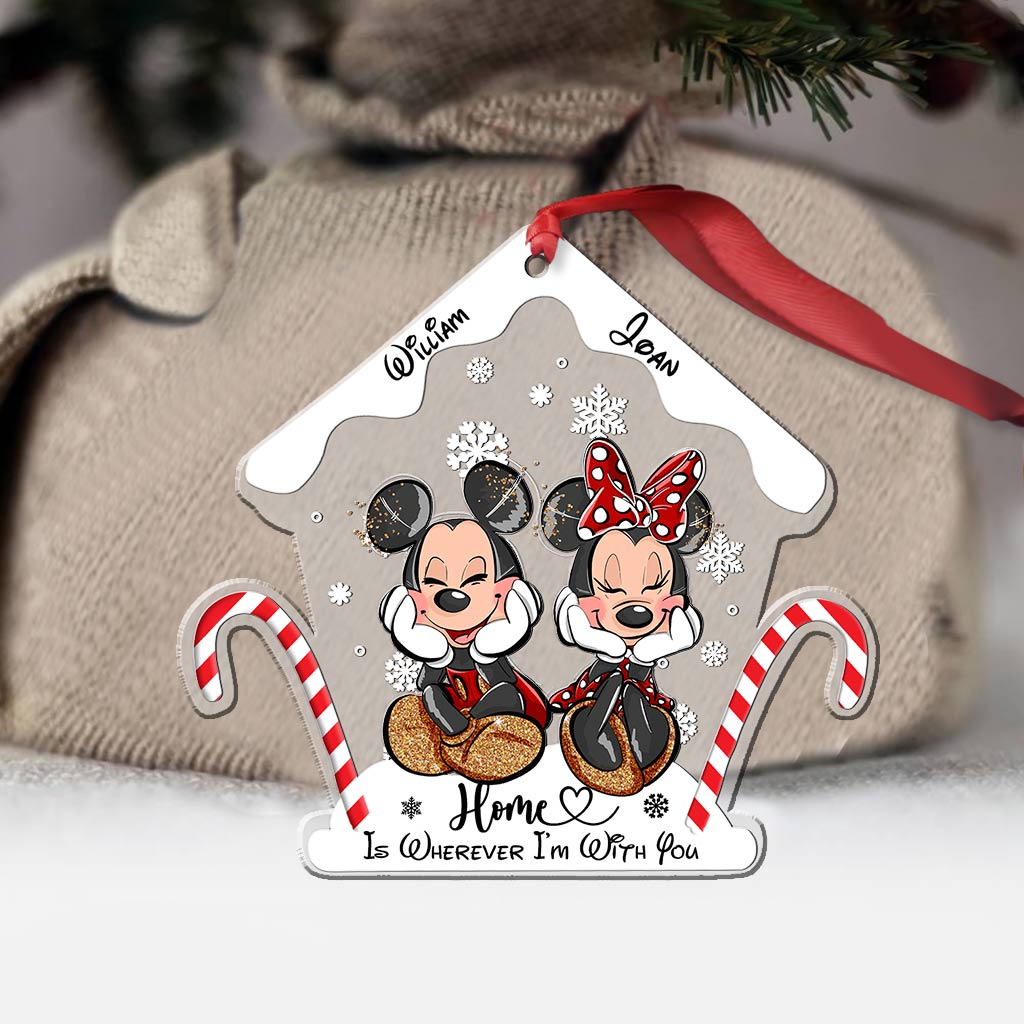 Home Is Wherever I Am With You - Personalized Christmas Mouse Transparent Ornament
