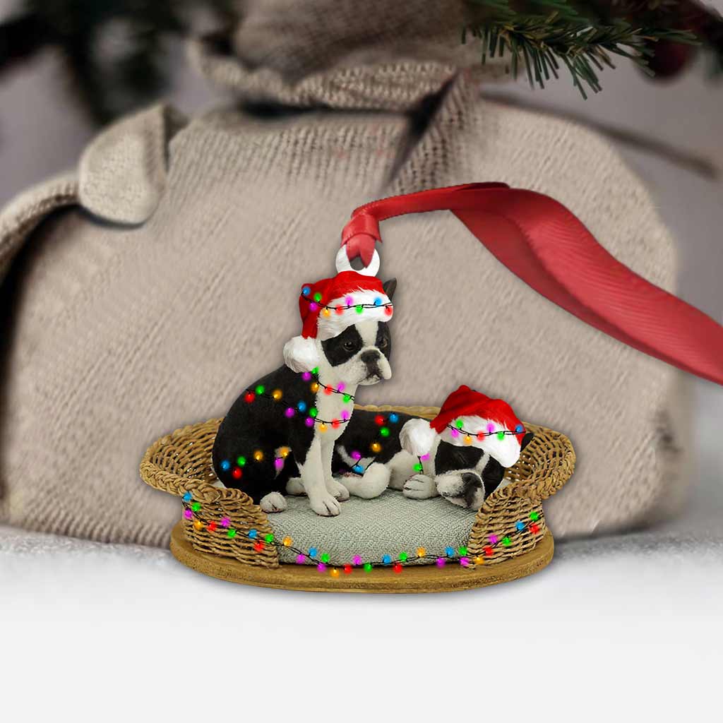 All I Want For Christmas - Christmas Boston Terrier Ornament (Printed On Both Sides)