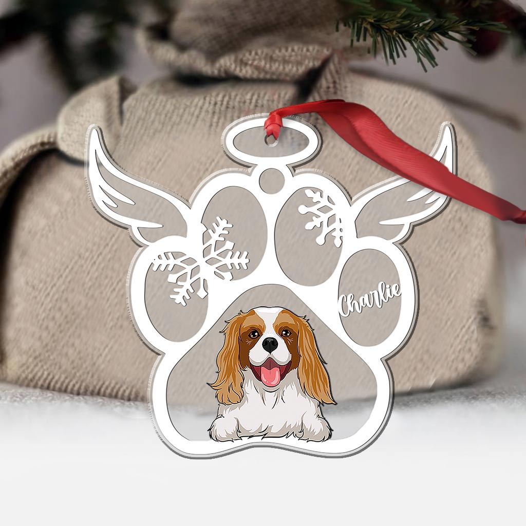 Christmas Paw Prints For Pet - Personalized Dog Transparent Ornament