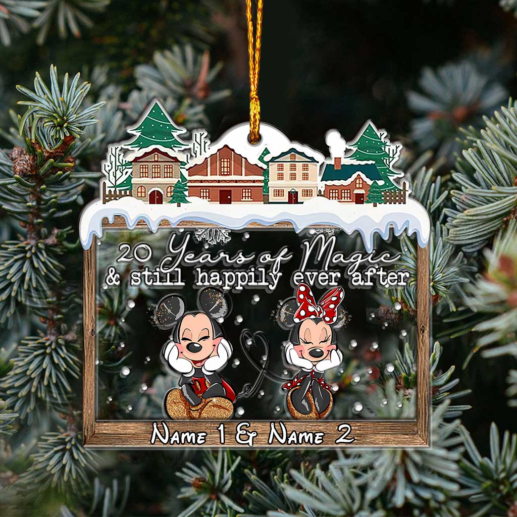 Mouse Ears Couple - Personalized Christmas Mouse Layers Mix Ornament