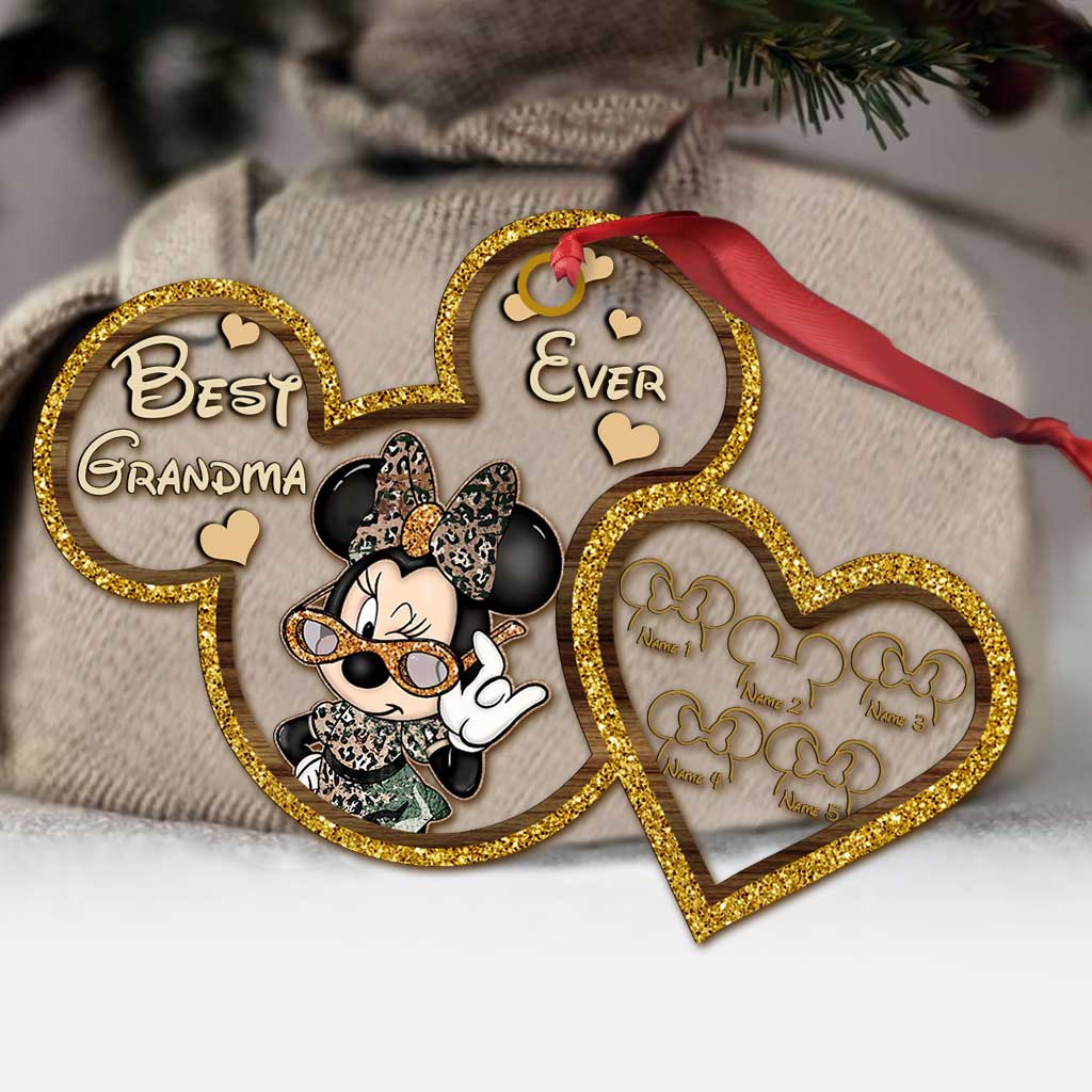 Best Grandma Ever - Personalized Christmas Mouse Transparent Ornament