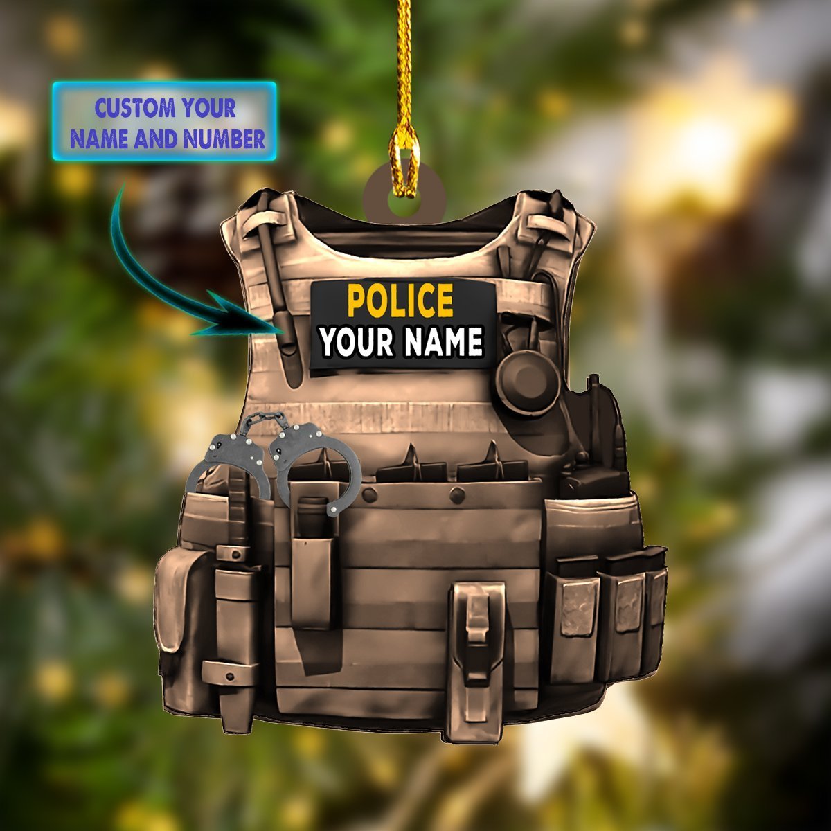 Police Bullet Proof Vest - Personalized Police Officer Ornament (Printed On Both Sides) 1022