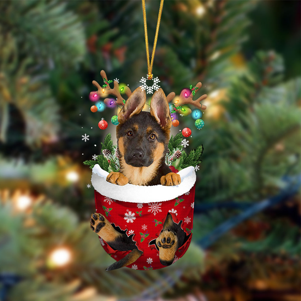 German Shepherd Funny Pocket German Shepherd - Dog Ornament (Printed On Both Sides) 1022