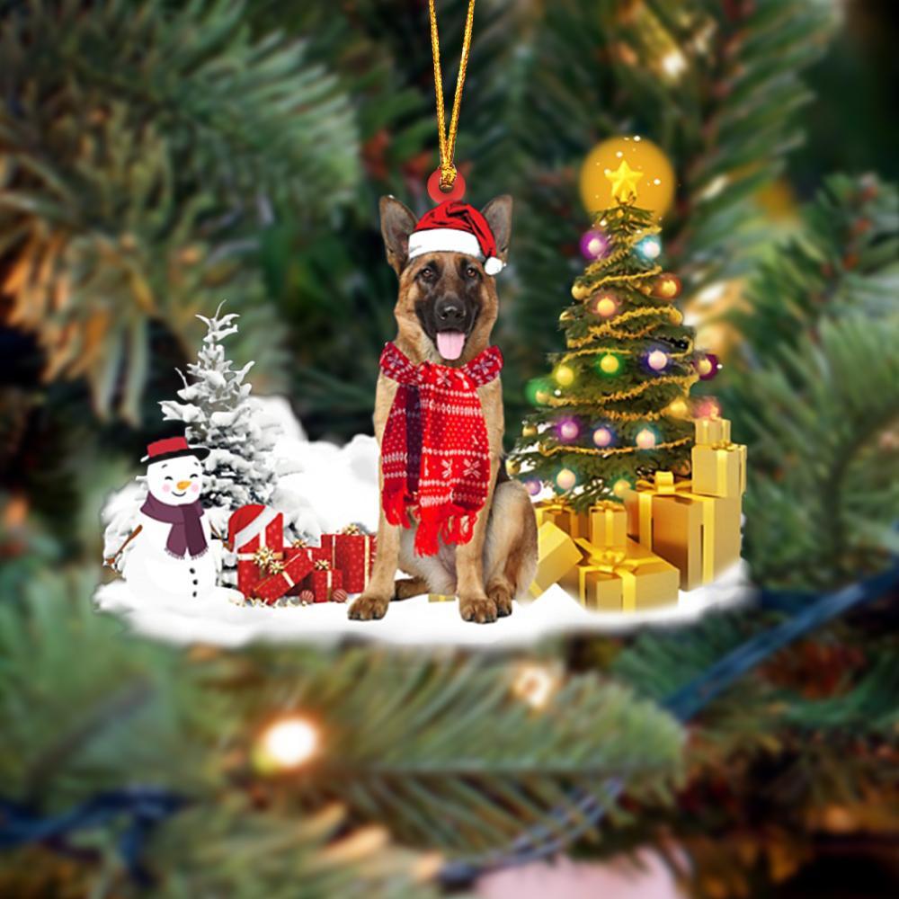 German Shepherd Snowman And Christmas Tree German Shepherd - Dog Ornament (Printed On Both Sides) 1022