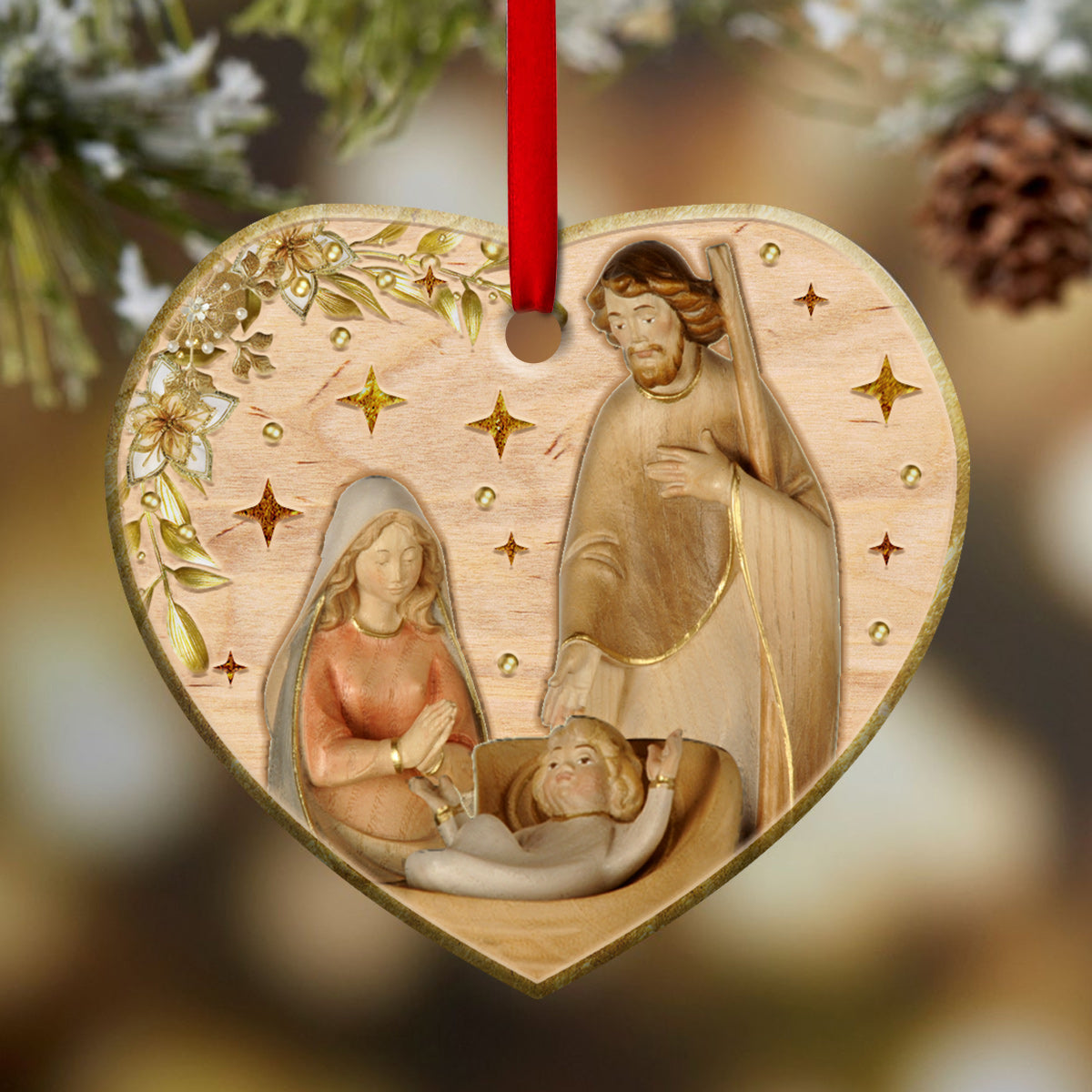 Nativity of Jesus Holy Night - Christian Ornament (Printed On Both Sides) 1122