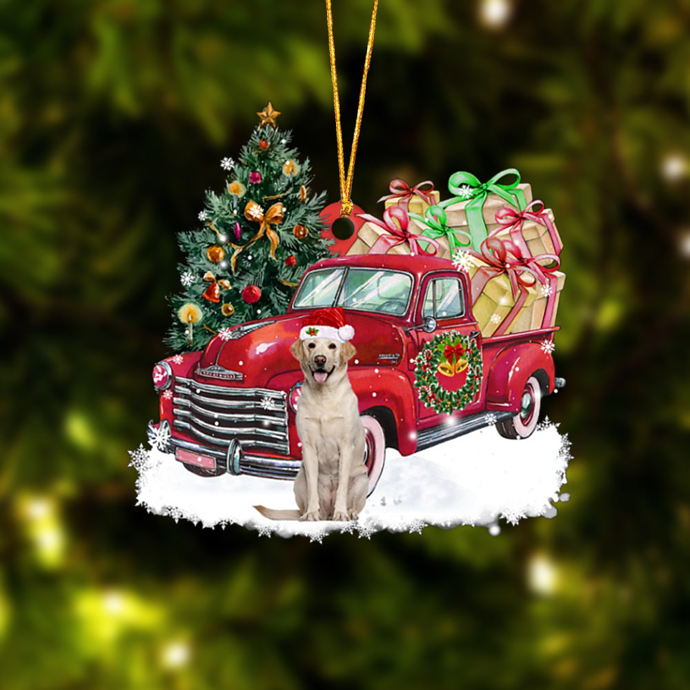 Labrador Retriever Red Truck Labrador - Retriever Ornament (Printed On Both Sides) 1022