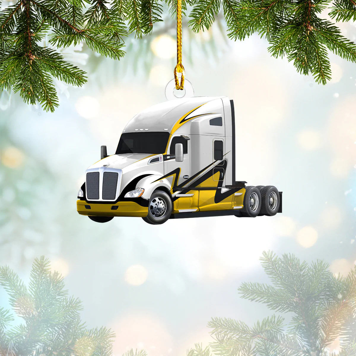 Truck Christmas Lights Trucker - Trucker Ornament (Printed On Both Sides) 1022