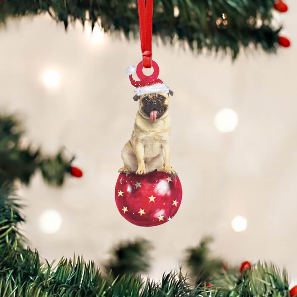 Pug Dog On Christmas Bulb - Dog Ornament (Printed On Both Sides) 1122