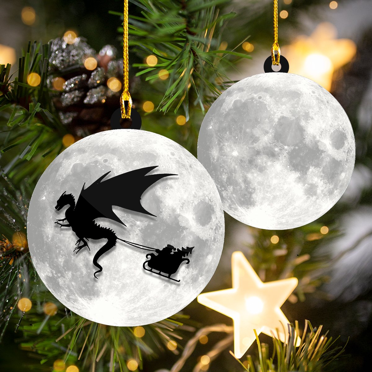 Black Dragon - Dragon Ornament (Printed On Both Sides) 1022