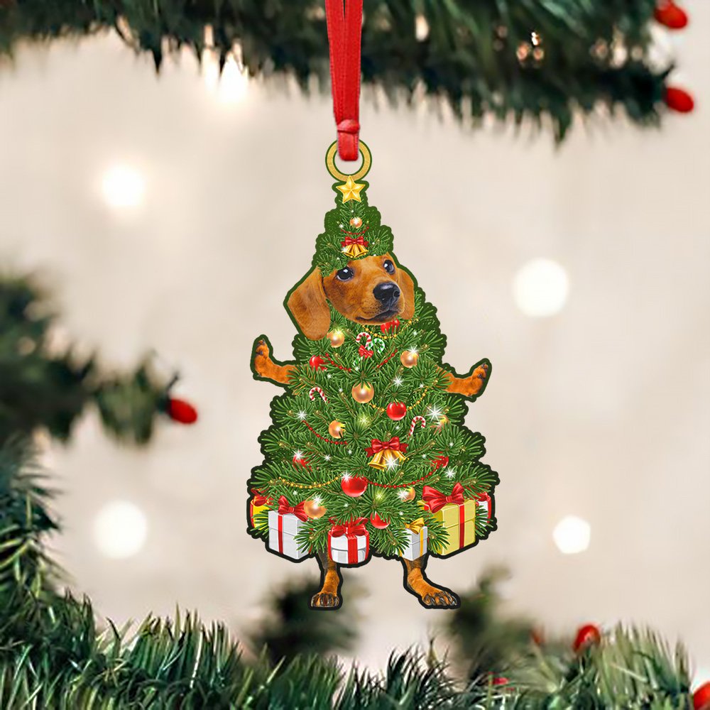 Dachshund Christmas Tree - Dachshund Ornament (Printed On Both Sides) 1022