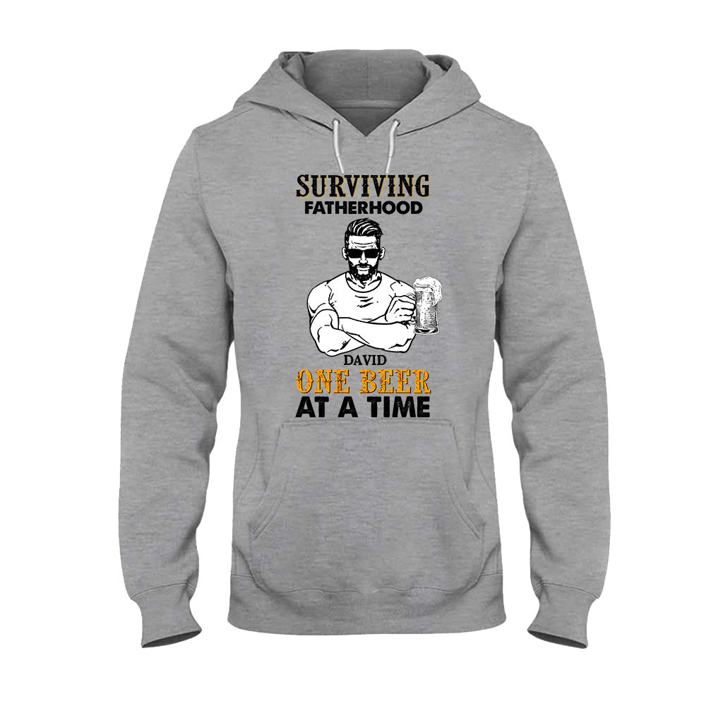 Surviving Fatherhood One Beer At A Time - Personalized Father's Day T-shirt and Hoodie