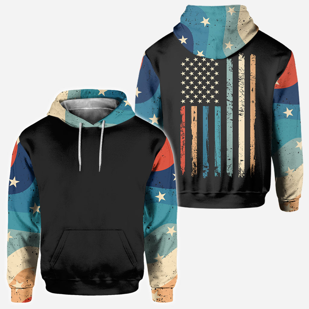 Stars And Stripes - Personalized Independence Day Father All Over T-shirt and Hoodie