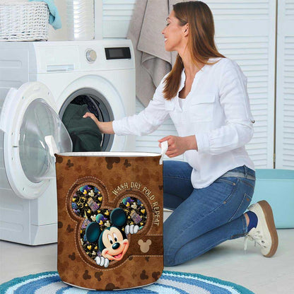 Wash Dry Fold Repeat - Mouse Storage Basket With 3D Pattern Print
