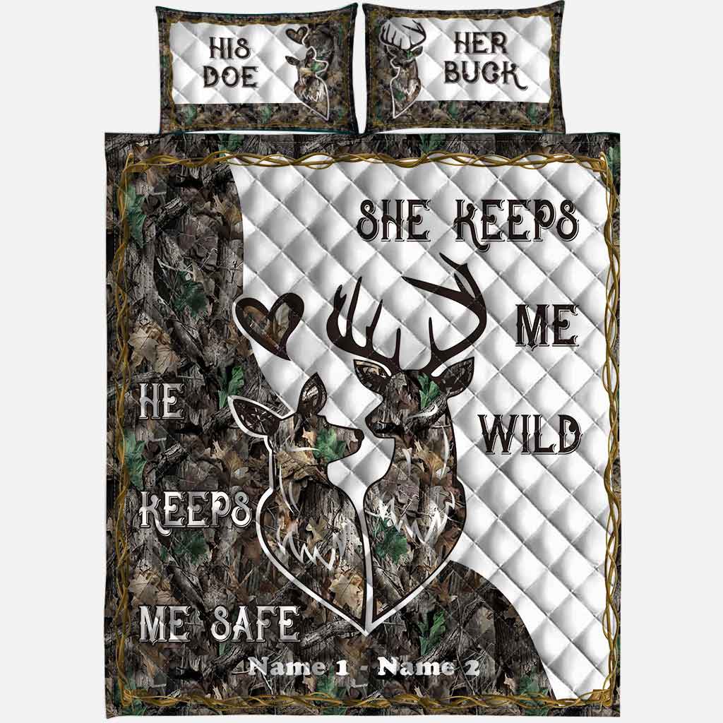 Hunting Couple - Personalized Quilt Set 1220
