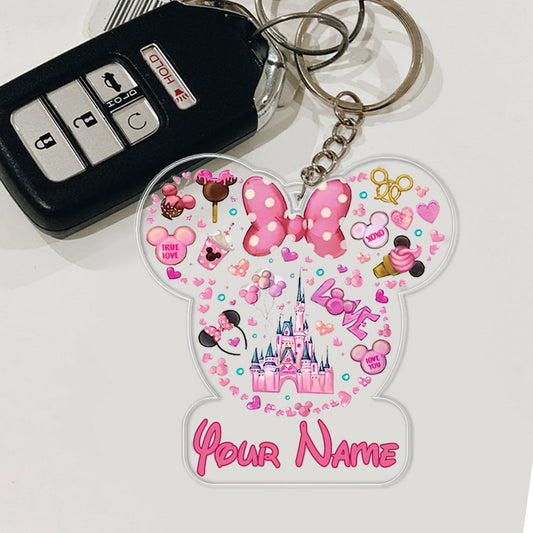 Sweet Holiday - Personalized Christmas Mouse Transparent Keychain
