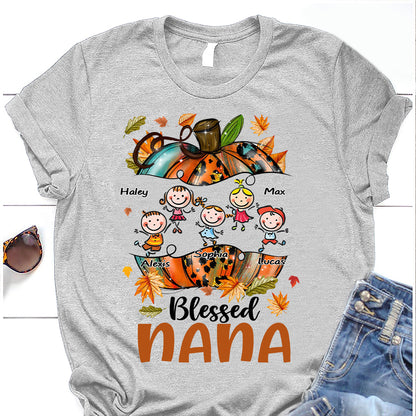 Blessed Nana - Personalized Thanksgiving Grandma T-shirt and Hoodie