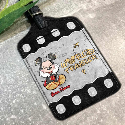 World Traveler - Personalized Mouse Leather Luggage Tag