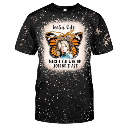 Feelin’ Cute Might Go Whoop - Handmade Bleached Shirts