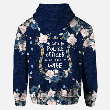My Favorite Blue Roses - Personalized Police Officer Hoodie and Leggings