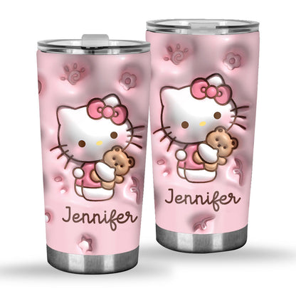 Hello Little Cutie - Personalized White Kitten Tumbler