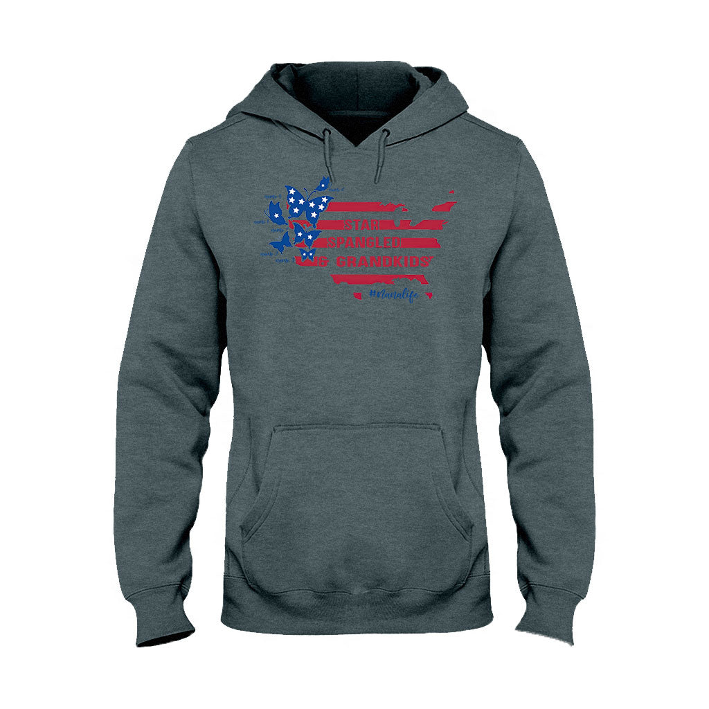 Star Spangled And Grandkids Patriotic - Personalized Independence Day Grandma T-shirt and Hoodie