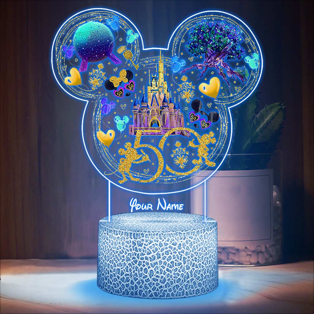 50 Yeas Of Magic - Personalized Mouse Shaped Plaque Light Base