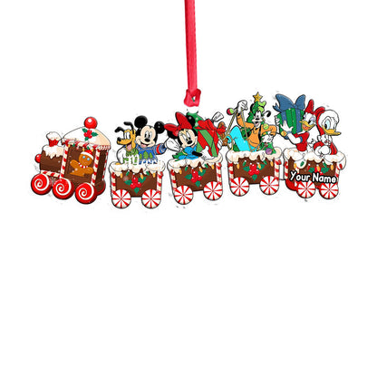 Merry Christmas Train - Personalized Christmas Mouse Transparent Ornament
