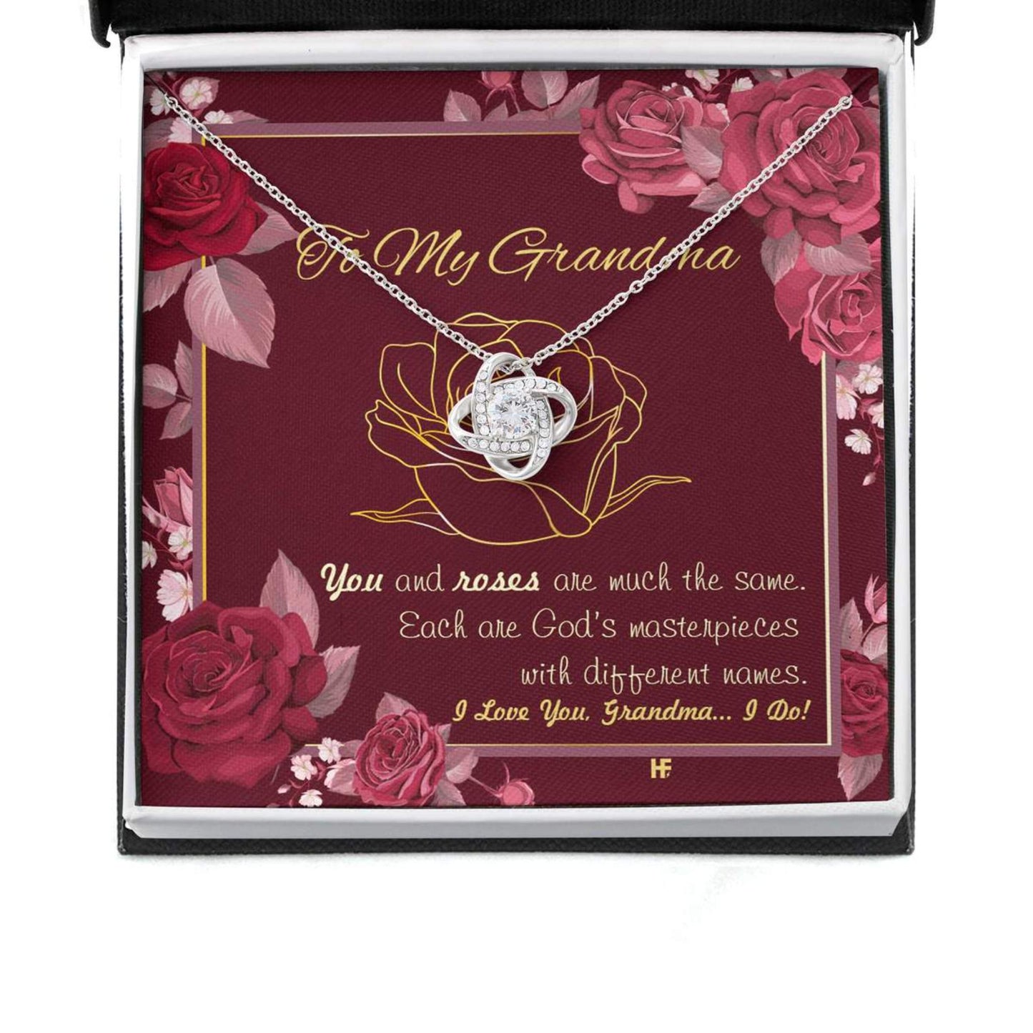 Gift For Your Grandma With Roses - Grandma Love Knot Necklace 0921