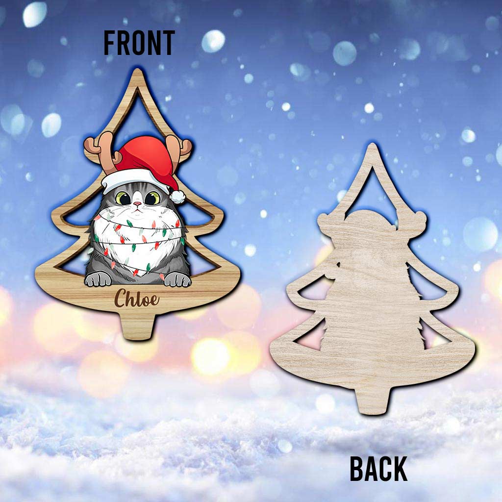 Lovely Cat Christmas Tree - Personalized Christmas Cat Ornament