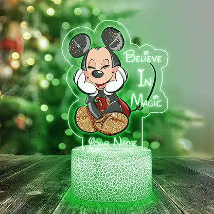 Believe In Magic Mouse Ears - Personalized Shaped Plaque Light Base