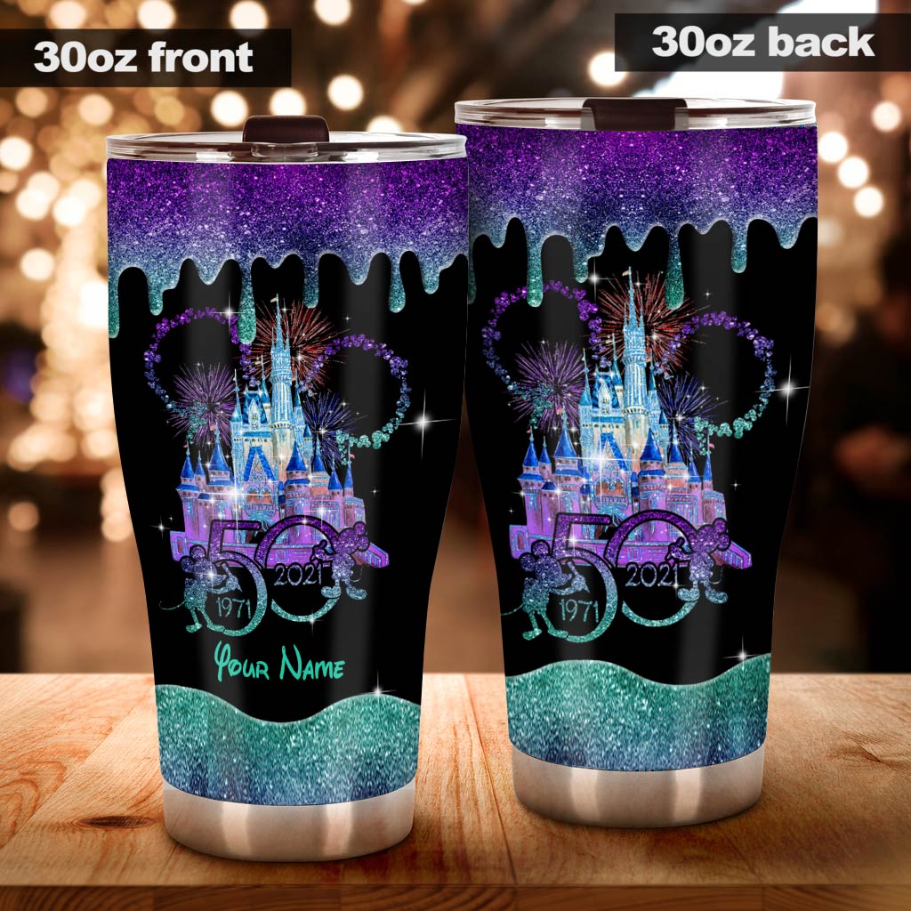 50 Years Of Magic World -  Personalized Mouse Tumbler With Glitter Pattern Print