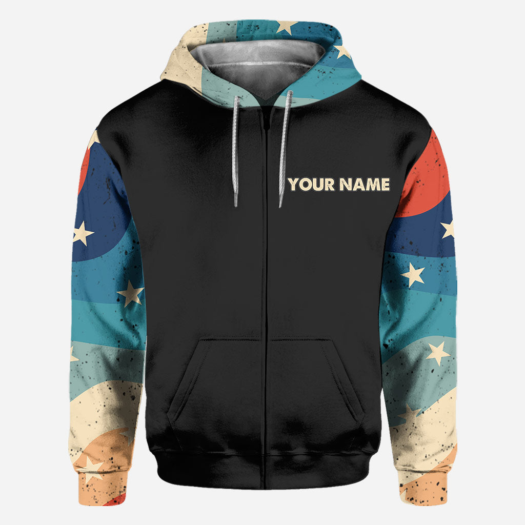 Stars And Stripes - Personalized Independence Day Father All Over T-shirt and Hoodie