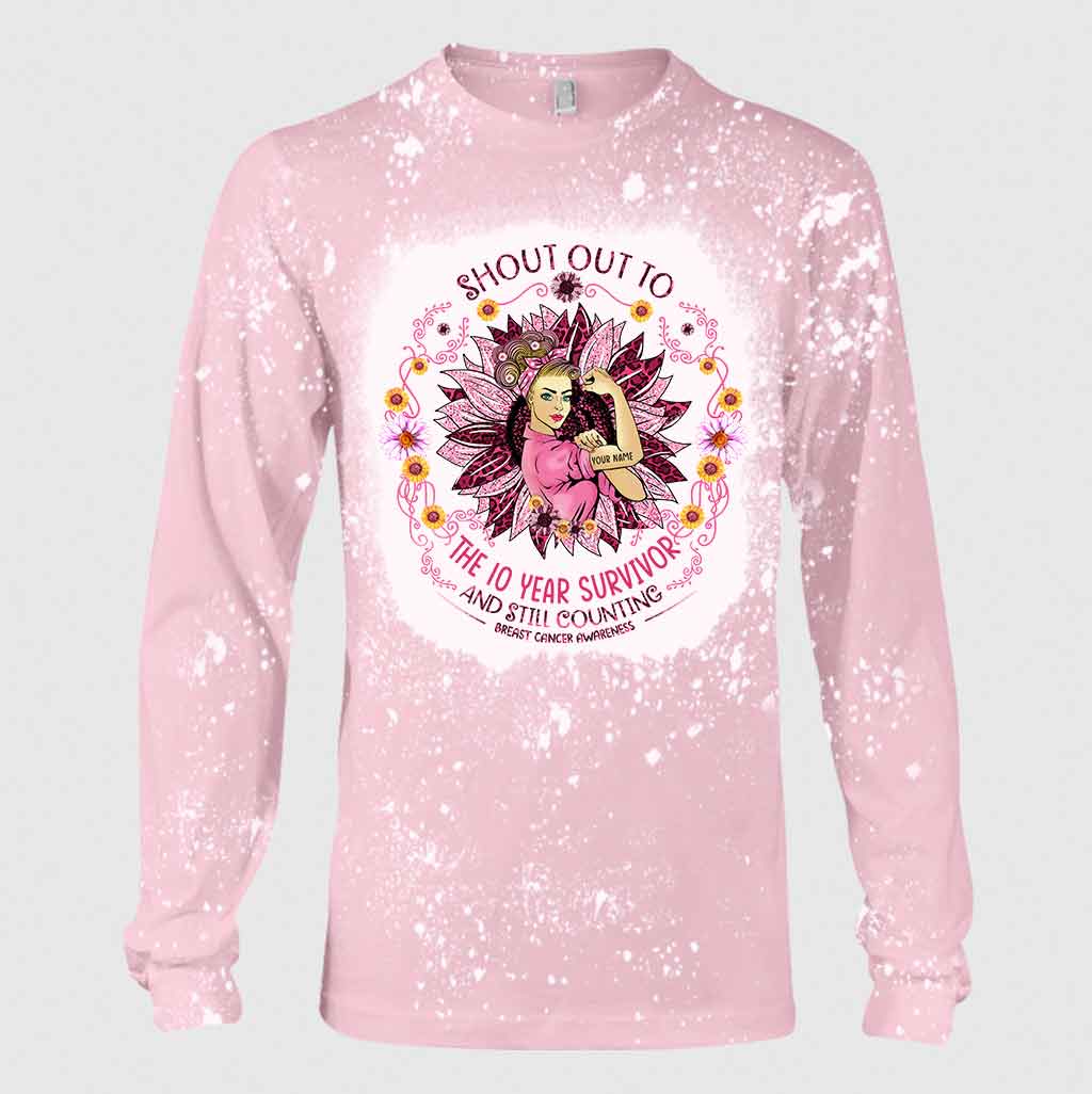 Shout Out To The Survivor - Personalized Breast Cancer Awareness Handmade Bleached Shirts